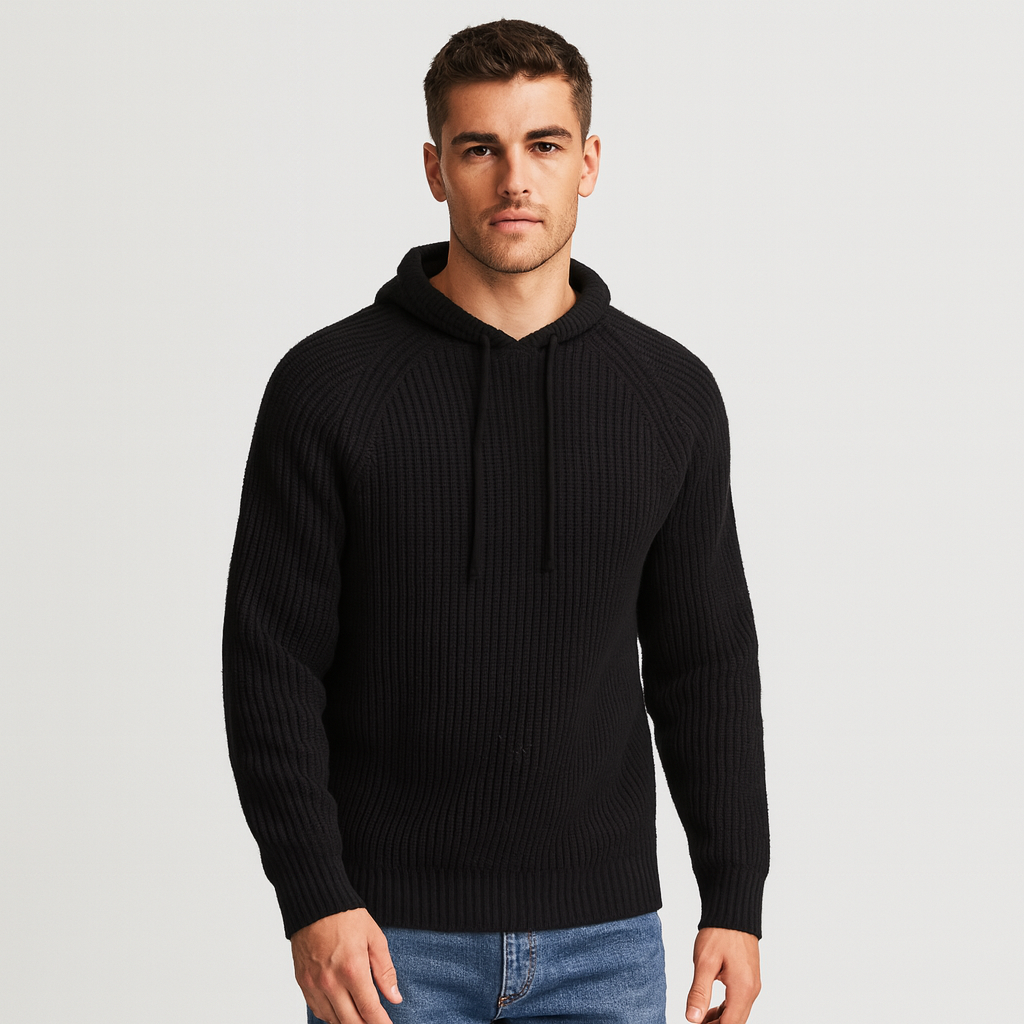 Vintares | Ribbed Knit Hoodie for Men