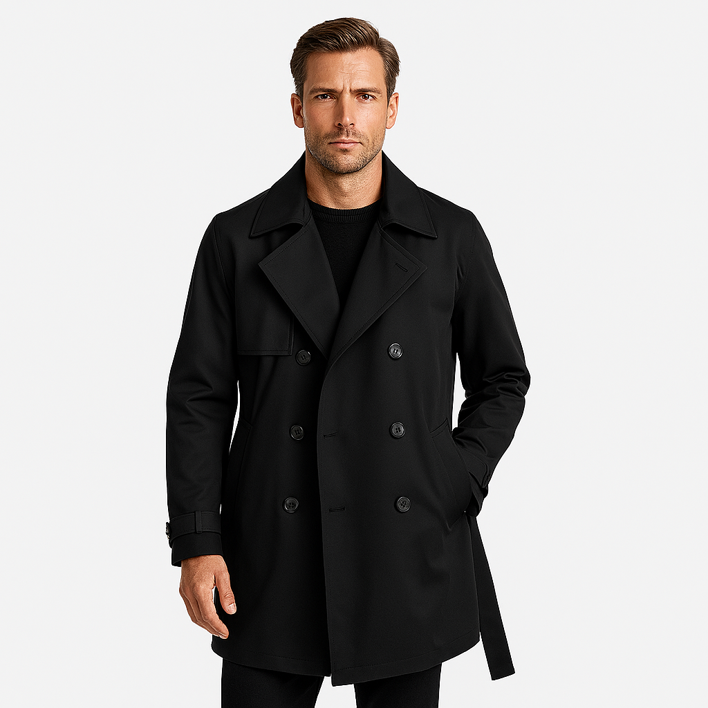 Vintares | Classic Double Breasted Trench Coat for Men - Waterproof