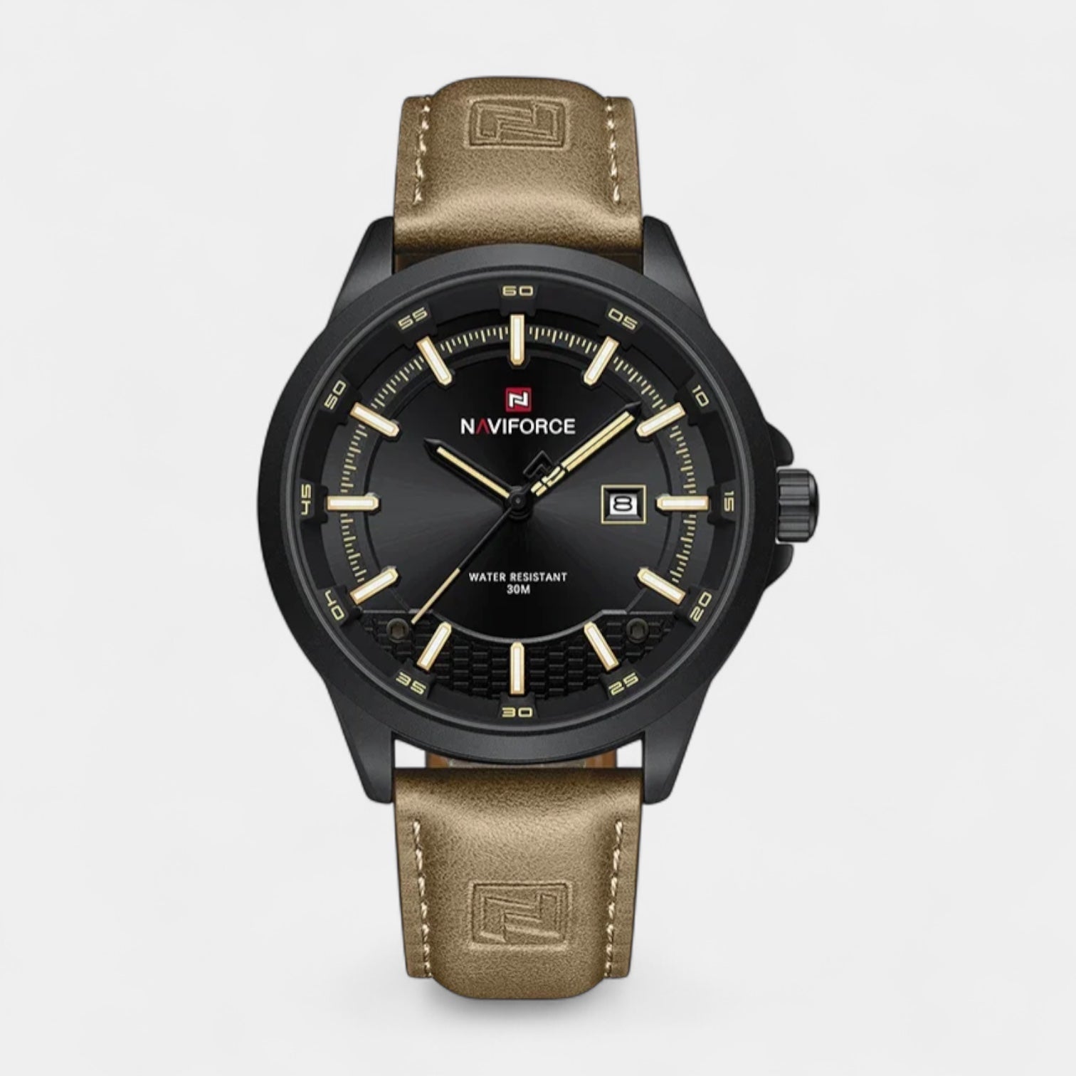 Vintares | Men's Leather Strap Functional Watch