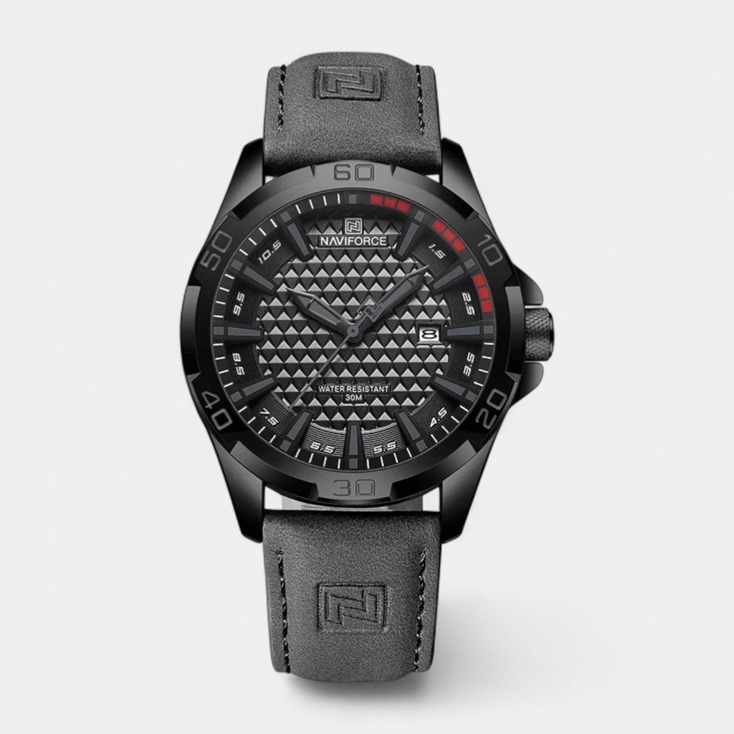Vintares | Men's Military Watch 45 mm, Leather Strap