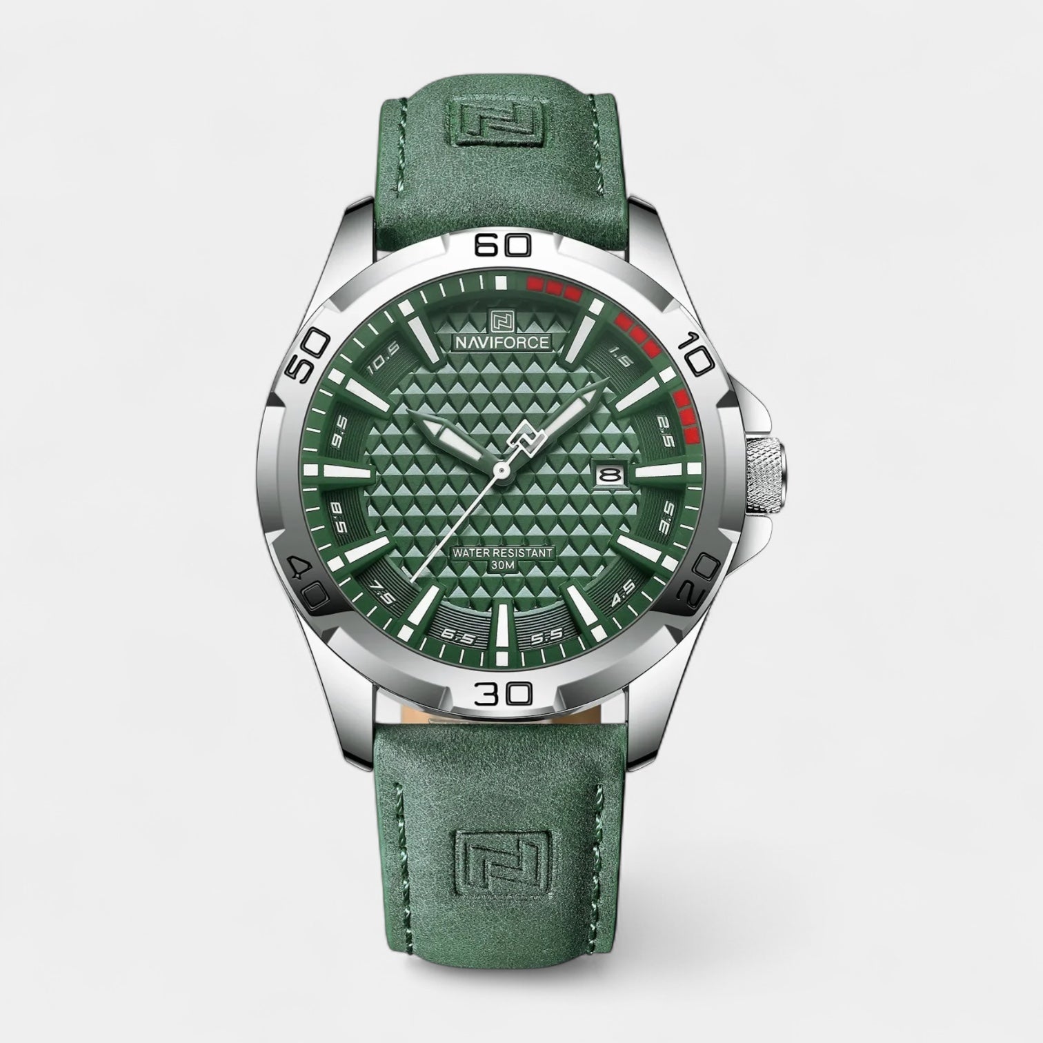 Vintares | Men's Military Watch 45 mm, Leather Strap