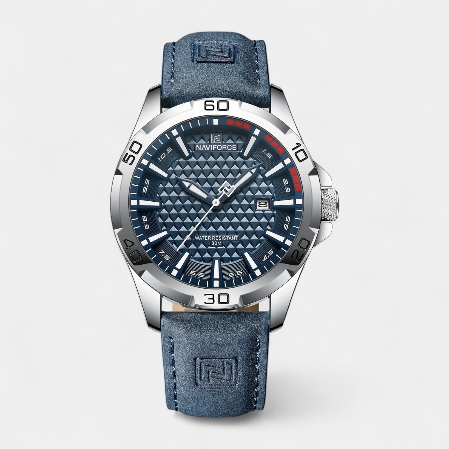 Vintares | Men's Military Watch 45 mm, Leather Strap