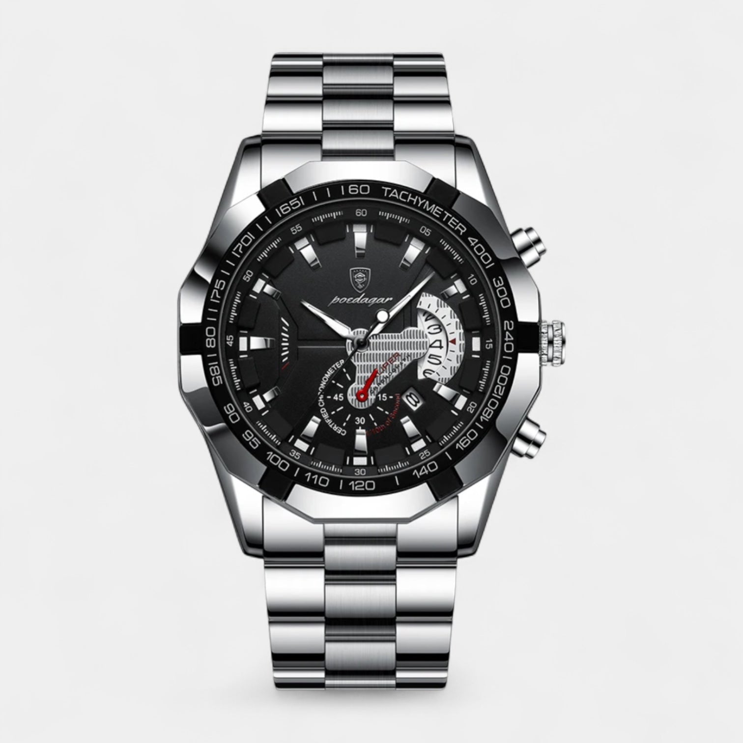Vintares | Men’s Stainless Steel Quartz Chronograph Watch with Tachymeter