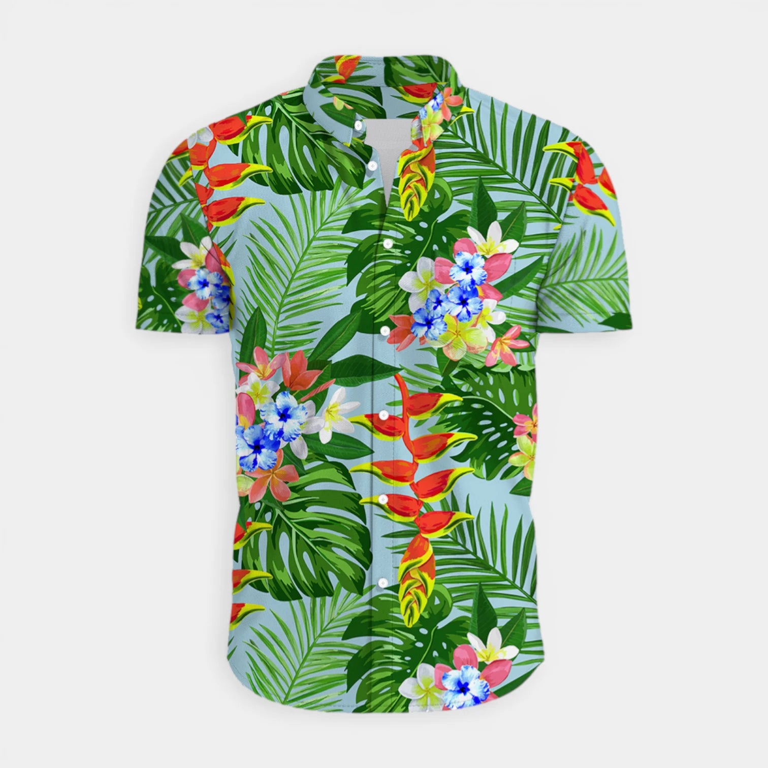Tropical Floral Print Shirt Short Sleeve Regular Fit for Men