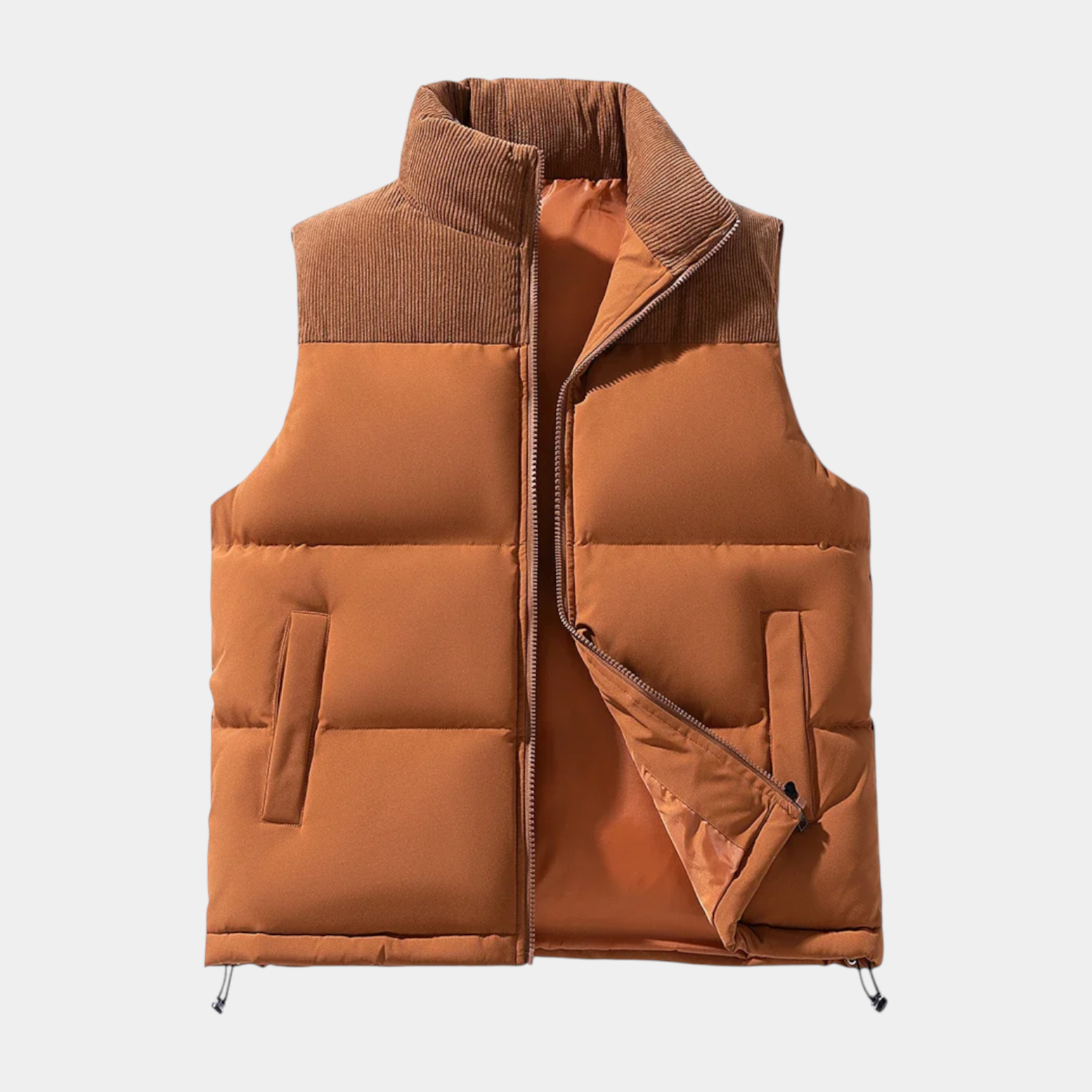Quilted Puffer Vest Full-Zip Stand Collar for Men