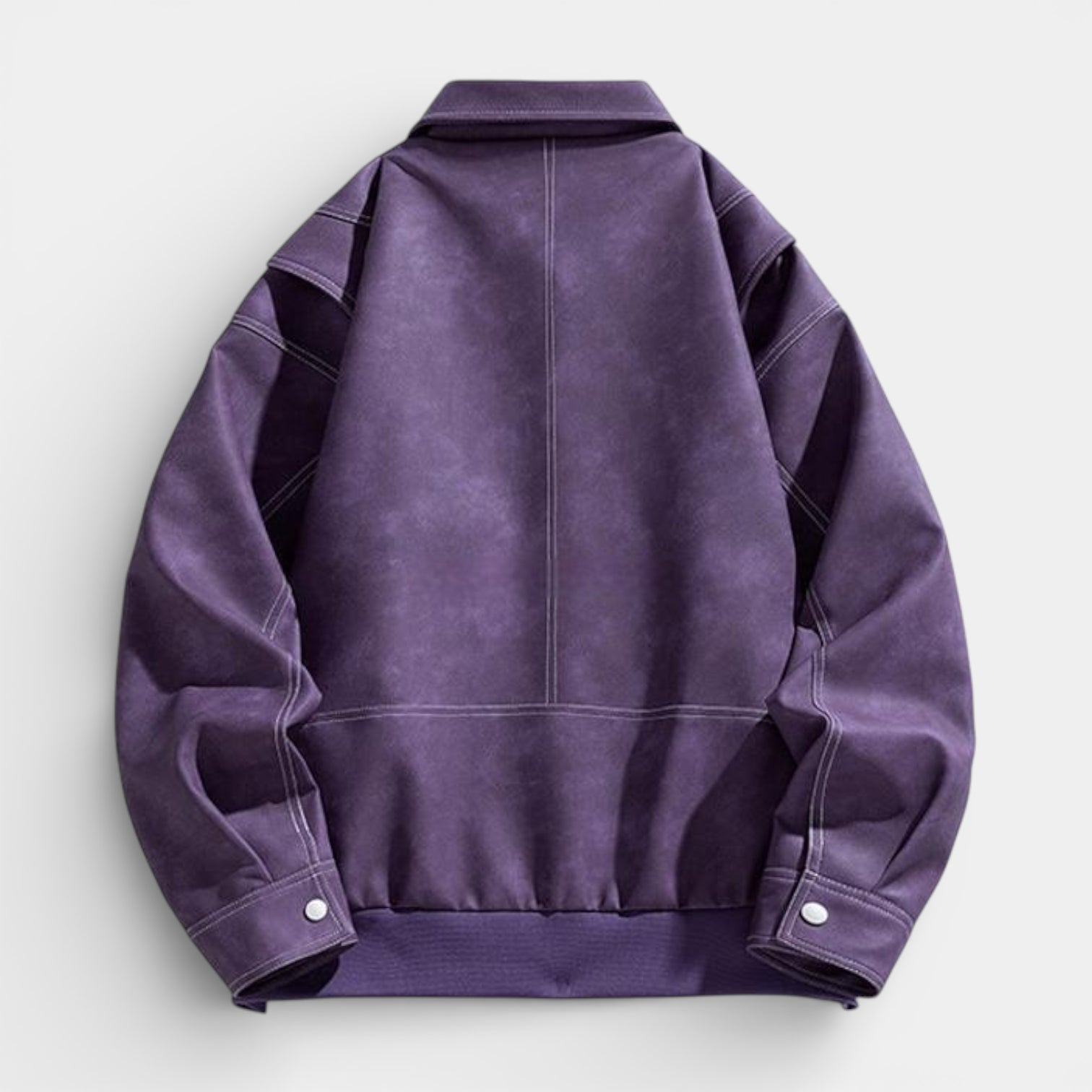 Collared Zip Jacket Suede-Touch Relaxed Fit for Men