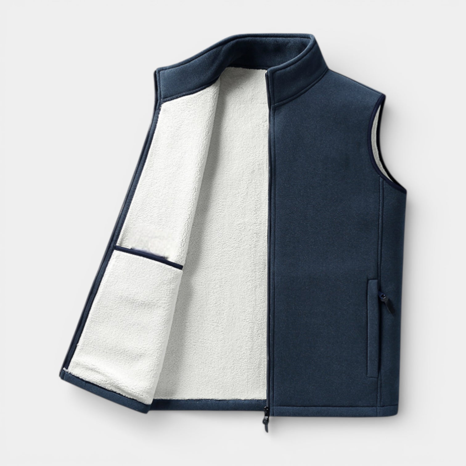Zip-Up Stand Collar Textured Vest Regular Fit for Men