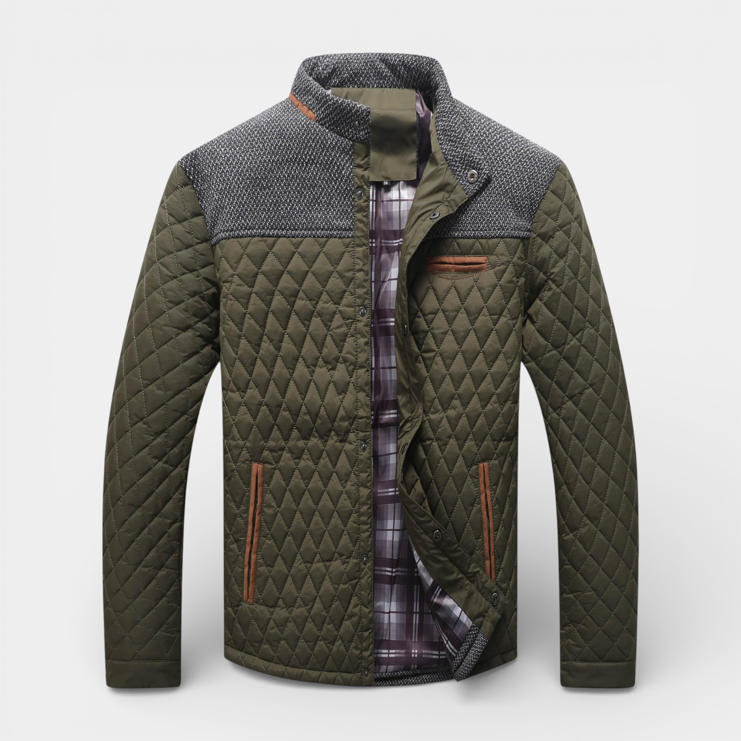 Quilted Jacket Regular Fit Zip-Up Lightweight for Men
