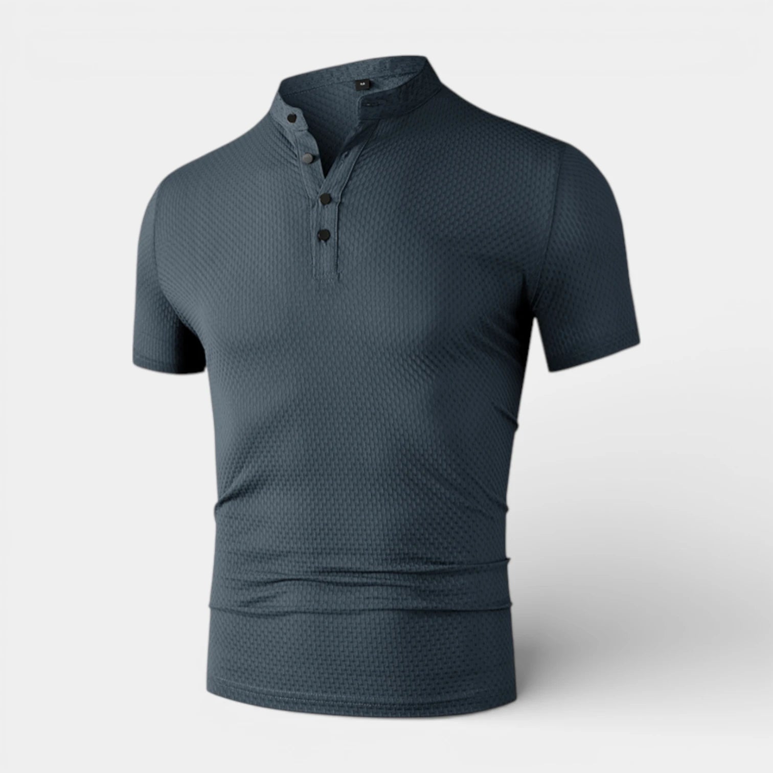 Stand Collar Henley Shirt Short Sleeve for Men