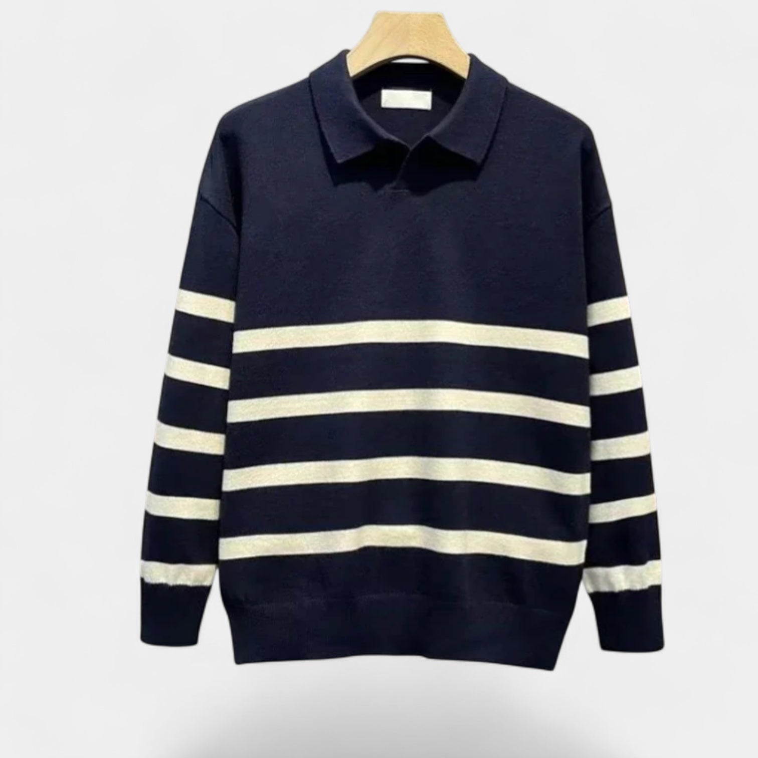 Vintares | Striped Knitted Polo T-Shirt for Men