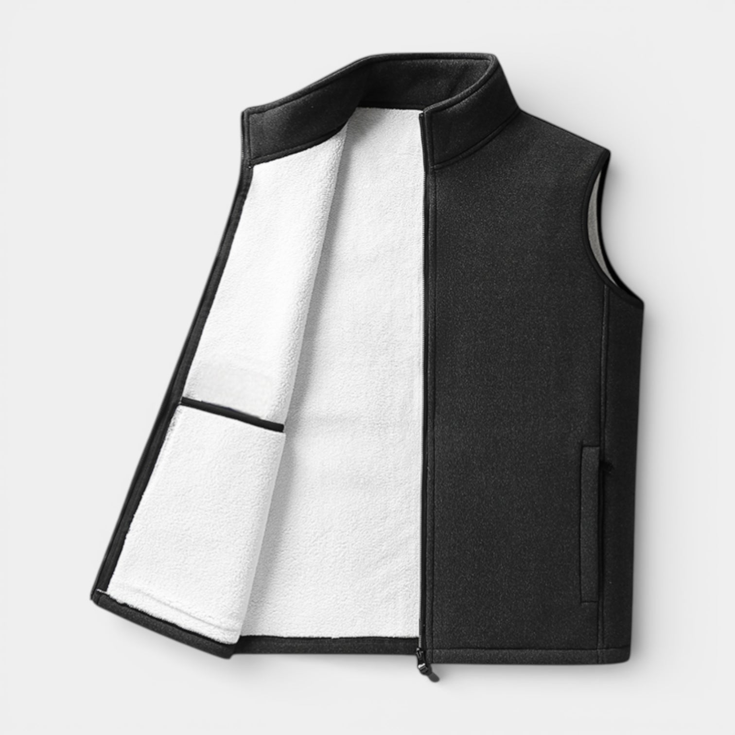Zip-Up Stand Collar Textured Vest Regular Fit for Men