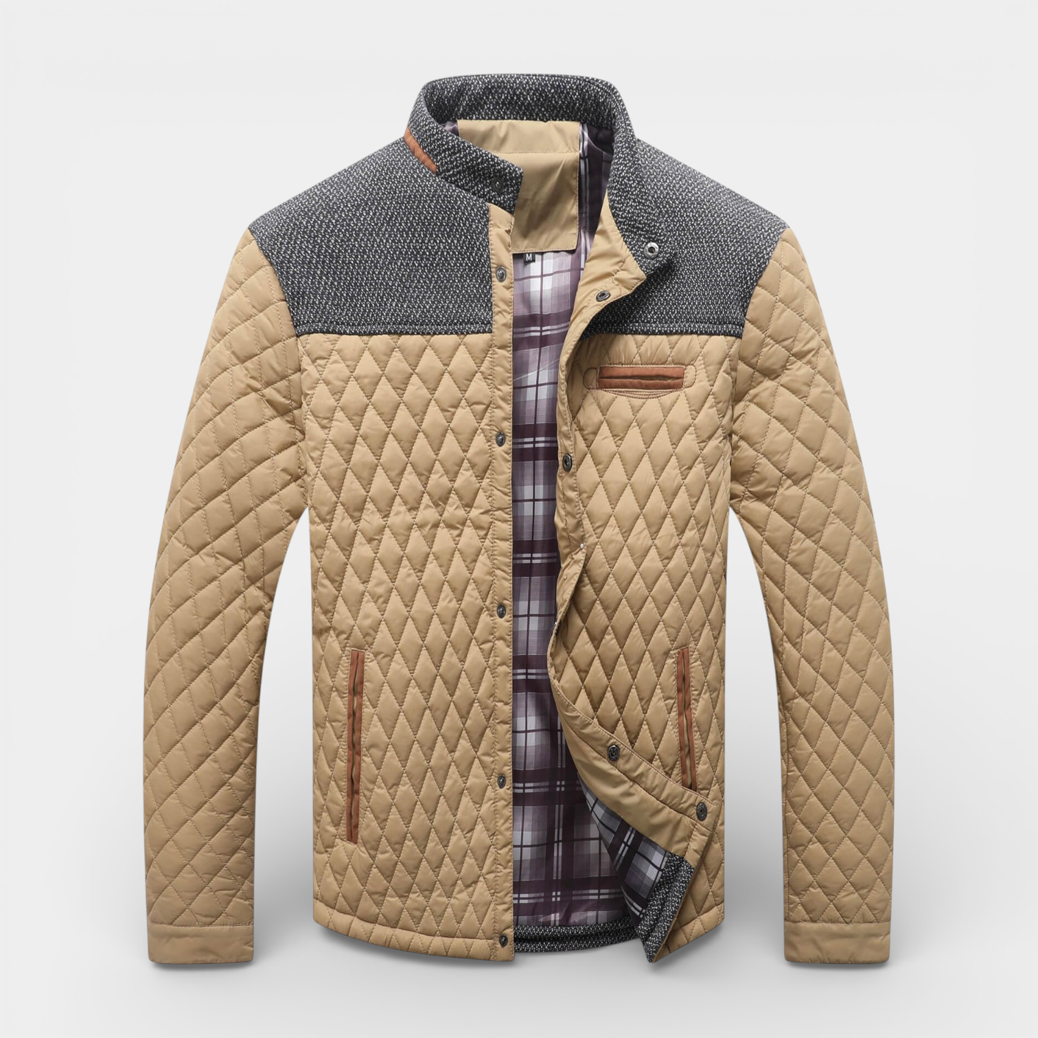 Quilted Jacket Regular Fit Zip-Up Lightweight for Men
