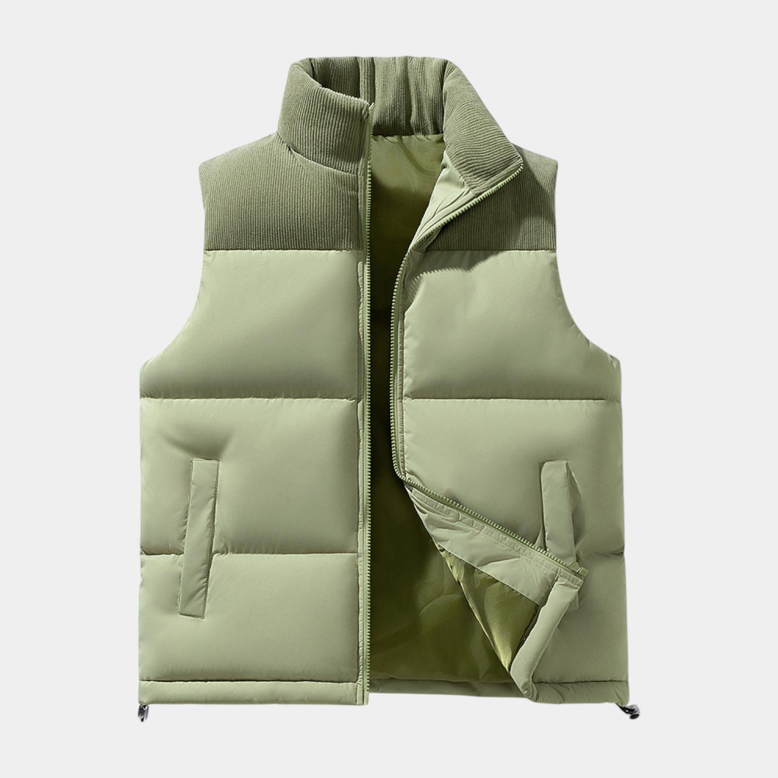 Quilted Puffer Vest Full-Zip Stand Collar for Men