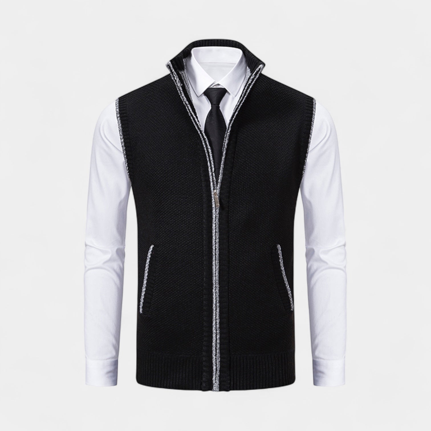 Vintares | Knitted Zip Gilet for Men