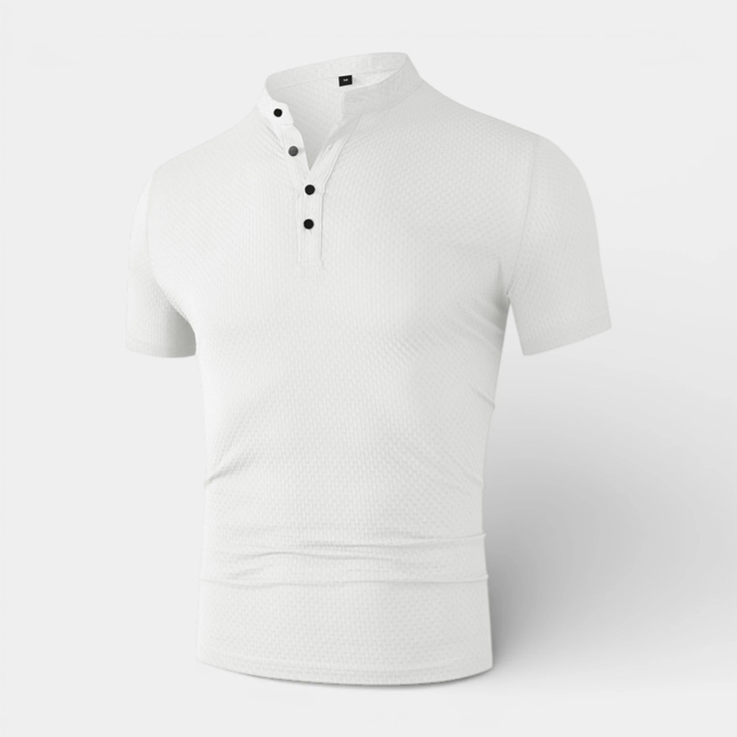 Stand Collar Henley Shirt Short Sleeve for Men