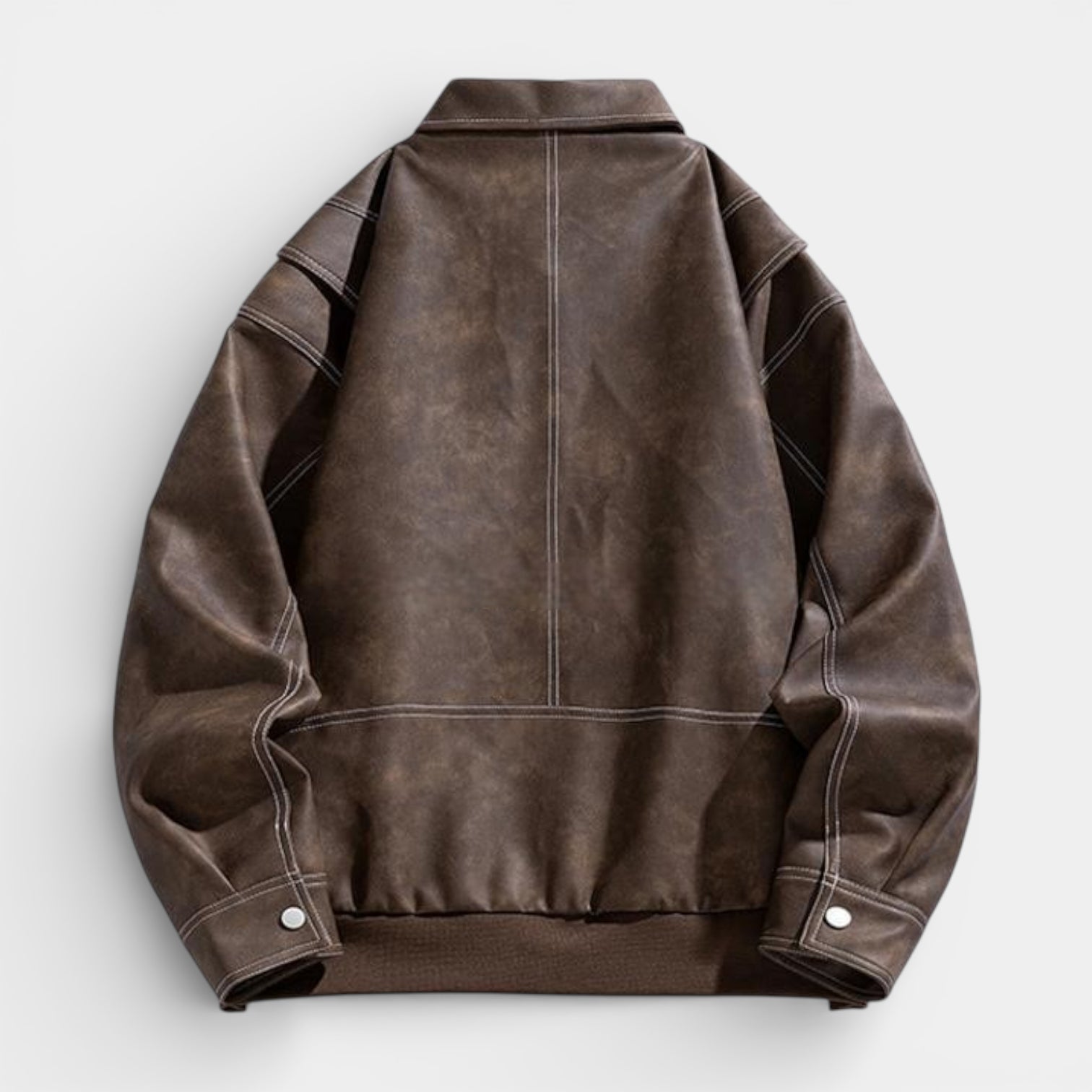 Collared Zip Jacket Suede-Touch Relaxed Fit for Men