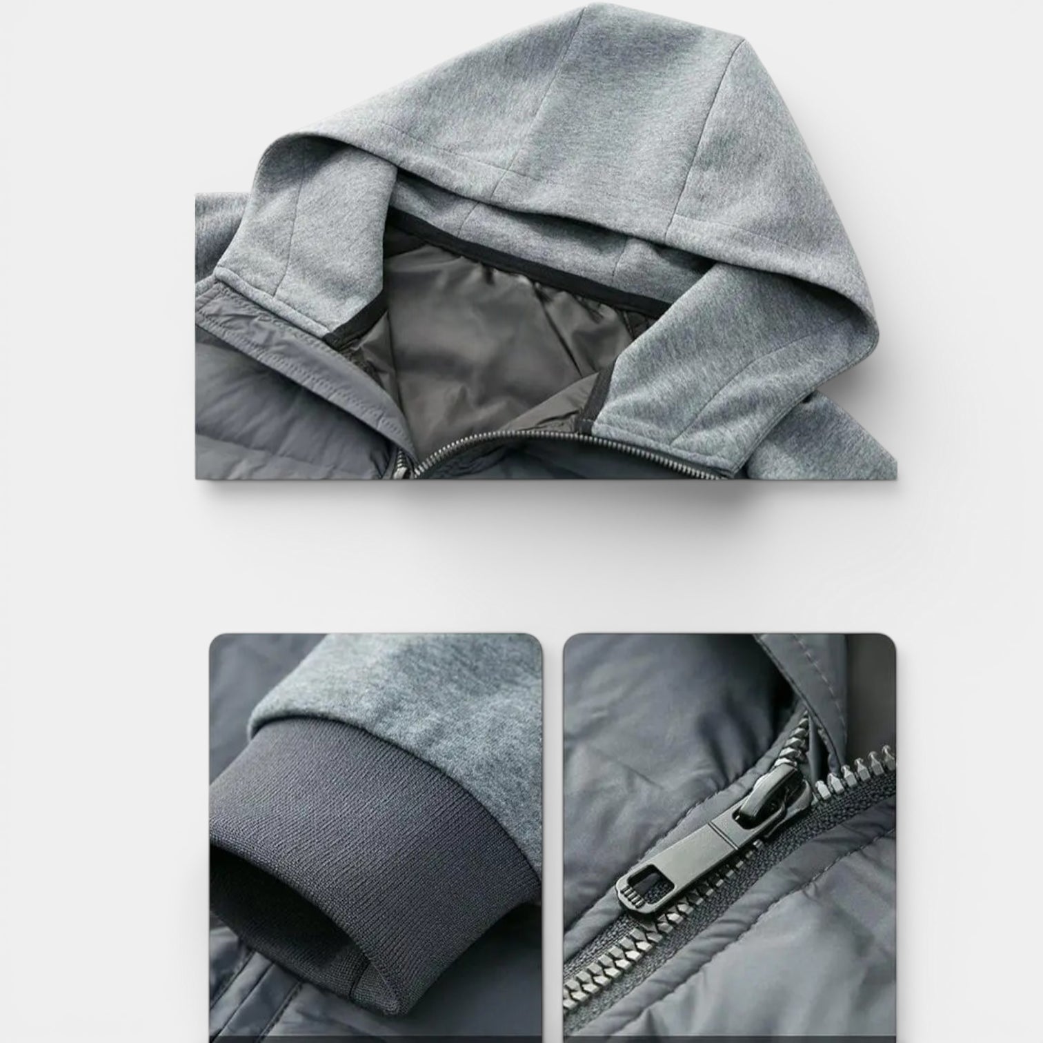 Vintares | Men’s Hooded Zip-Up Jacket - Quilted Bomber