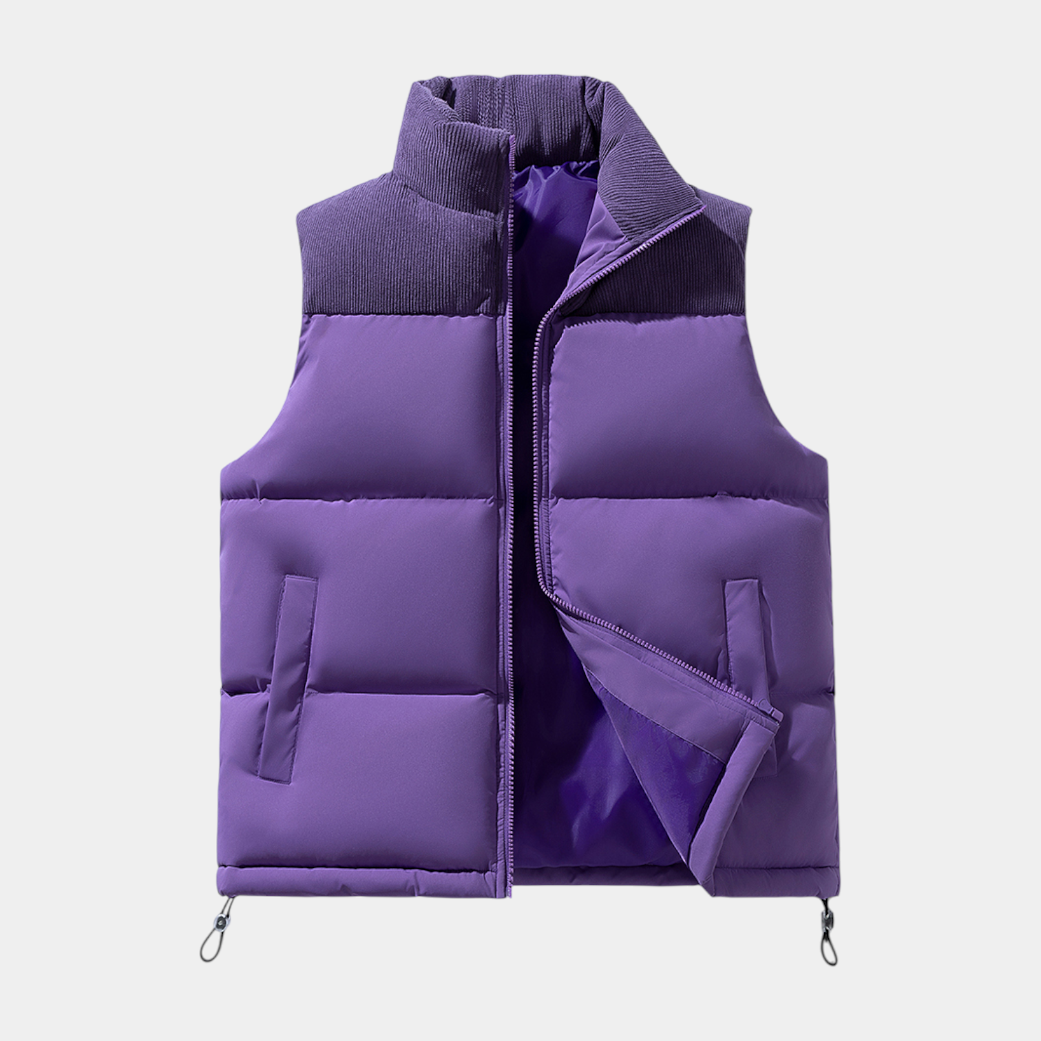 Quilted Puffer Vest Full-Zip Stand Collar for Men