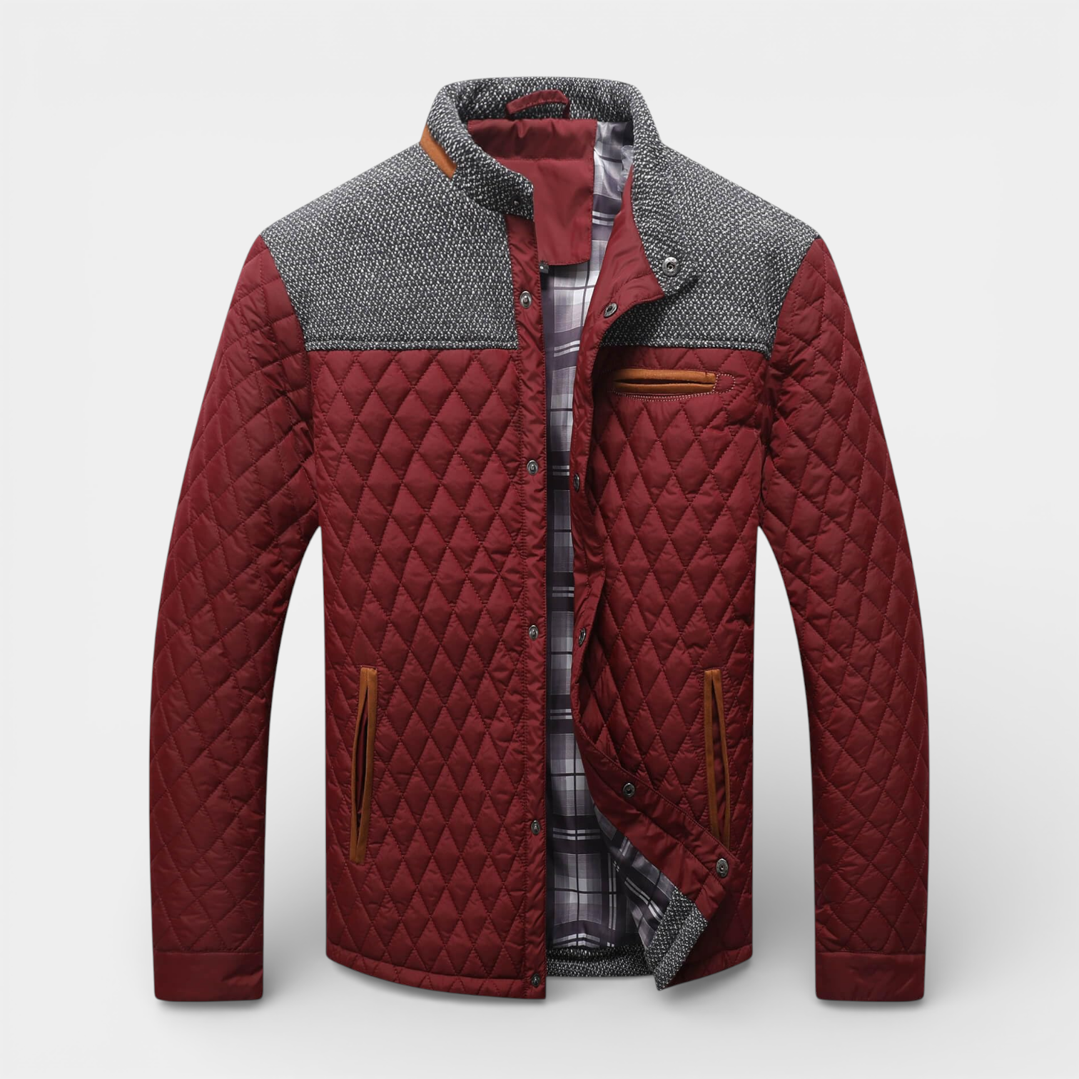 Quilted Jacket Regular Fit Zip-Up Lightweight for Men