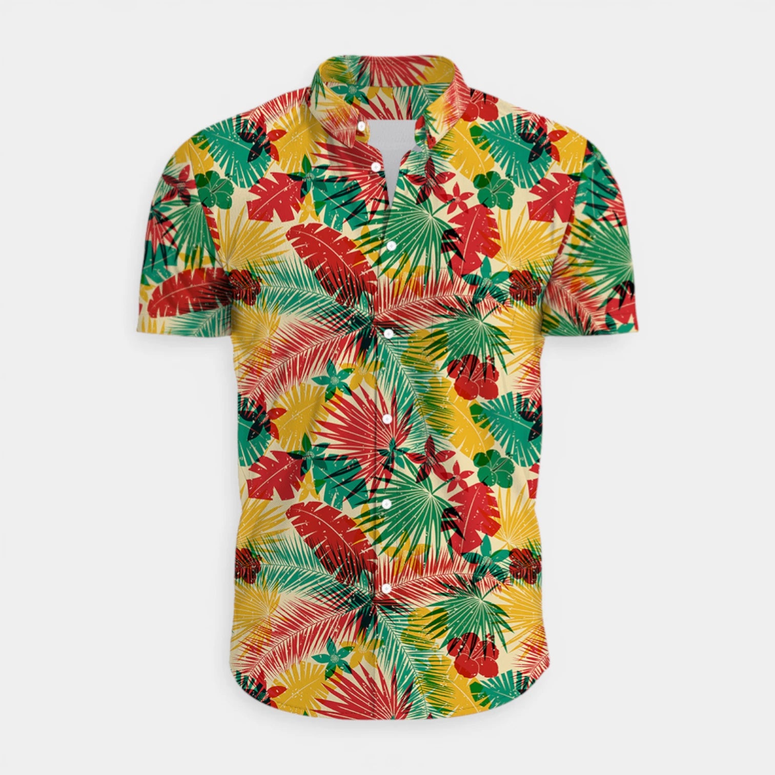 Tropical Floral Print Shirt Short Sleeve Regular Fit for Men