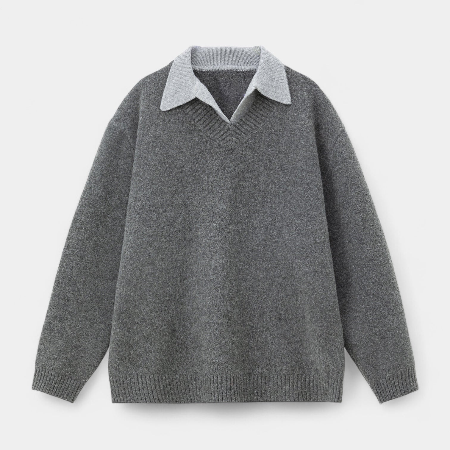 Vintares | Wool Blend Collared Sweater for Men – Soft Textured Knit Pullover