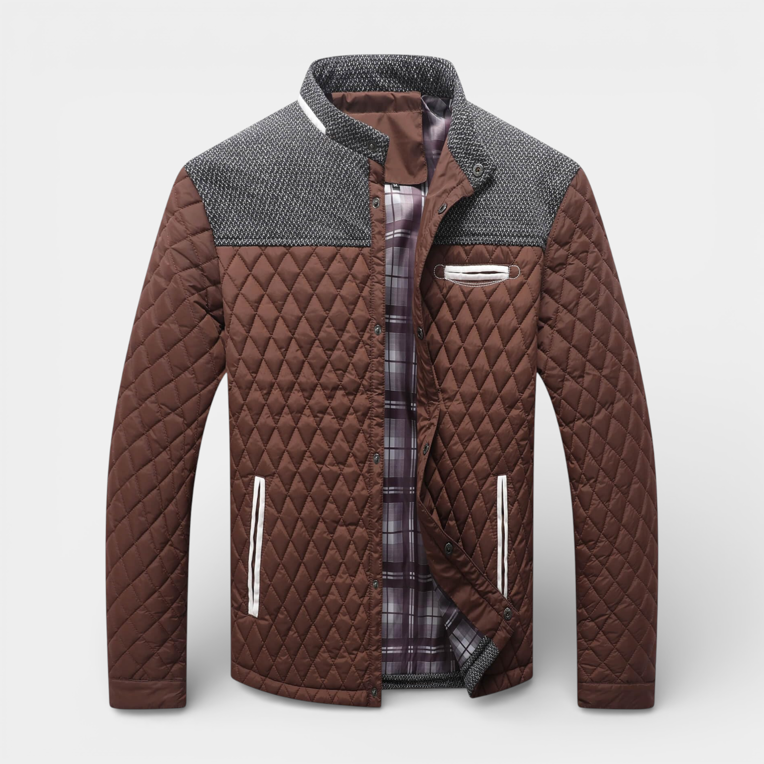 Quilted Jacket Regular Fit Zip-Up Lightweight for Men