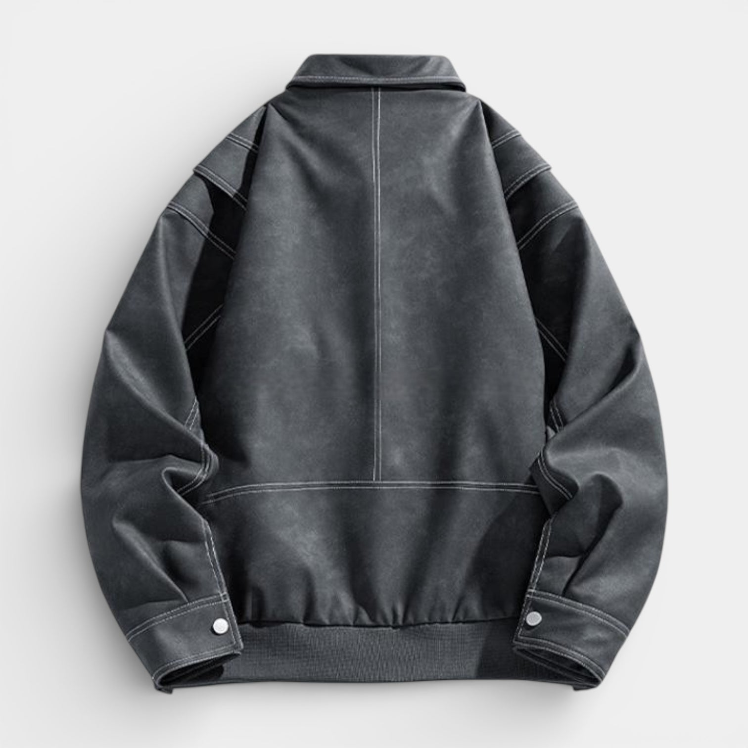 Collared Zip Jacket Suede-Touch Relaxed Fit for Men