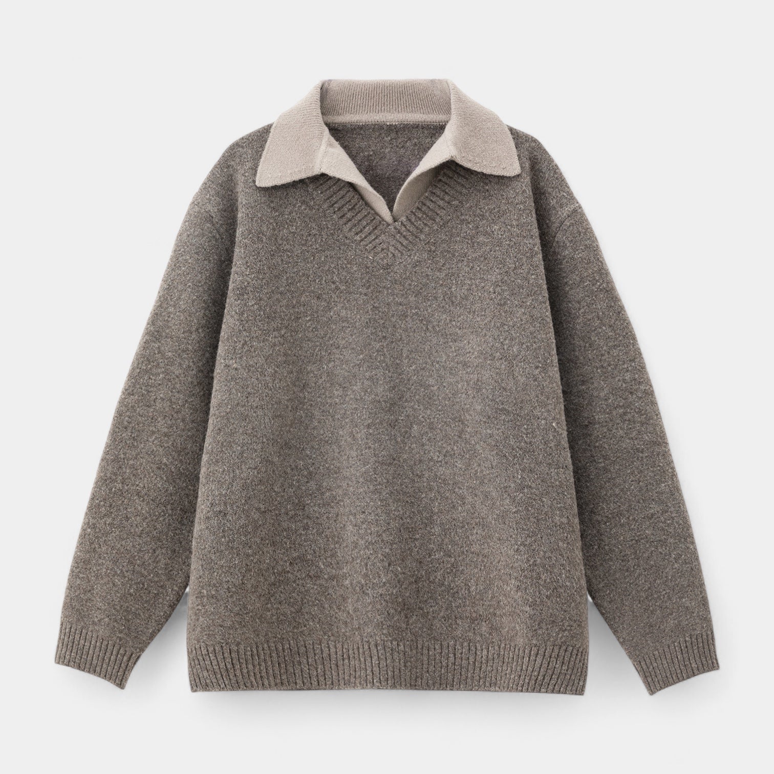 Vintares | Wool Blend Collared Sweater for Men – Soft Textured Knit Pullover