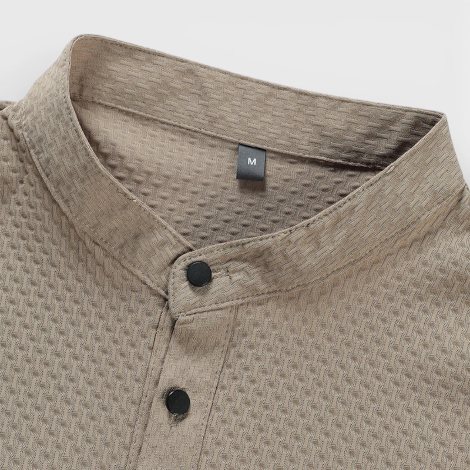 Stand Collar Henley Shirt Short Sleeve for Men