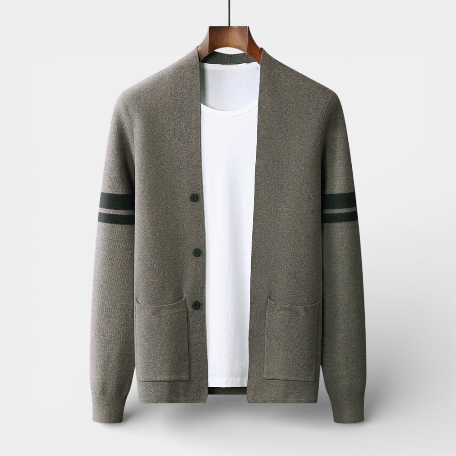 Open-Front Knit Cardigan Long Sleeve Regular Fit for Men