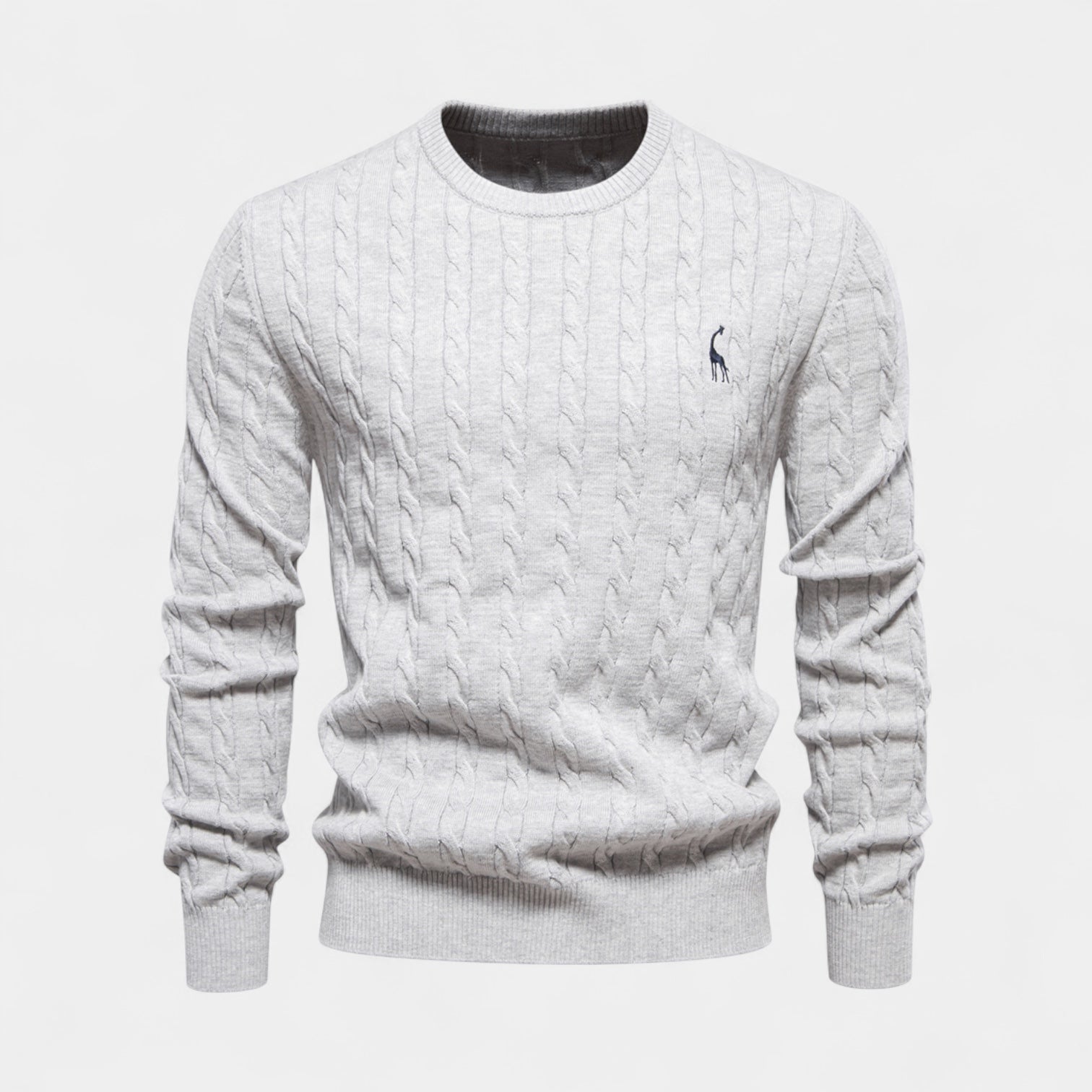 Vintares | Cable Knit Crew Neck Jumper for Men