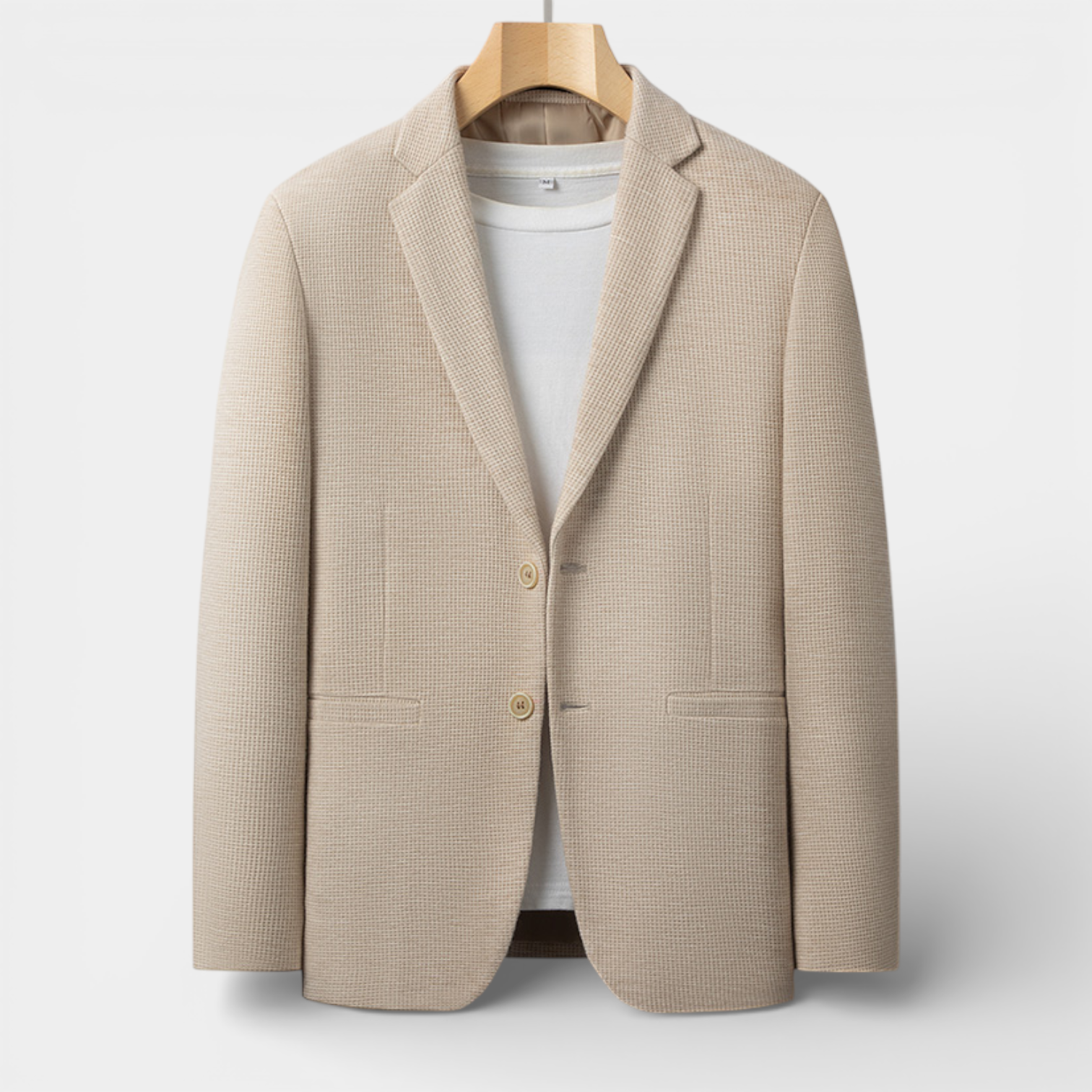 Single-Breasted Structured Blazer Notch Lapel for Men