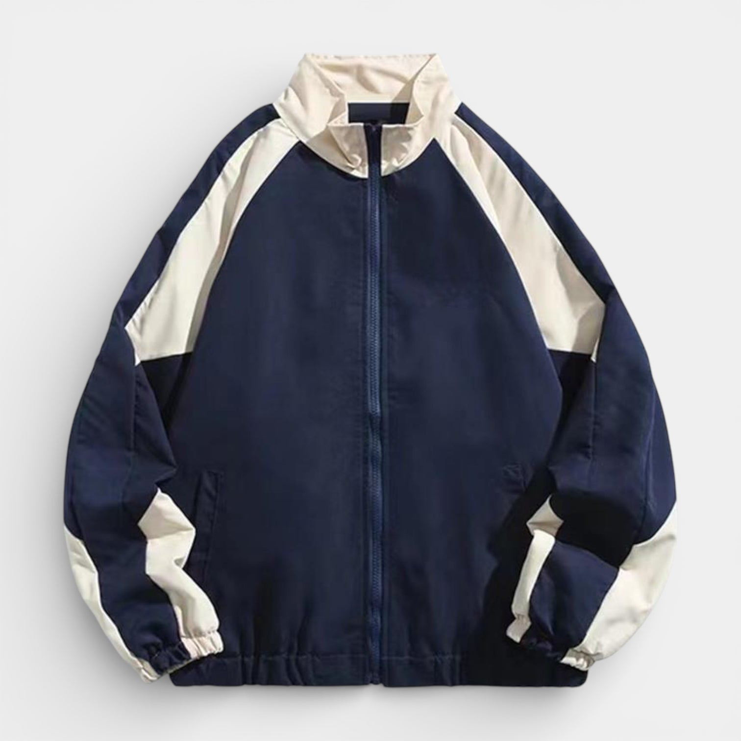 Zip-Up Track Jacket Stand Collar Regular Fit for Men