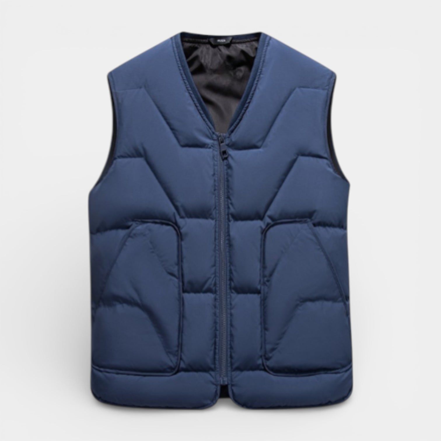 Quilted Zip-Up Puffer Vest V-Neck for Men