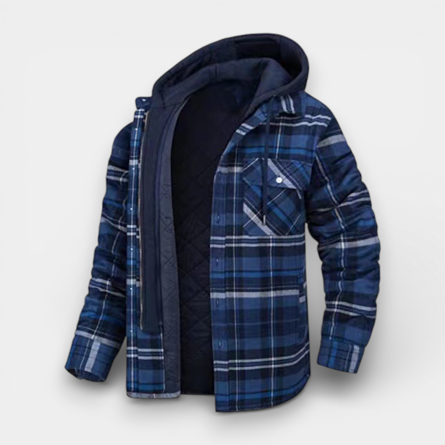 Hooded Quilted Shirt Jacket Regular Fit for Men