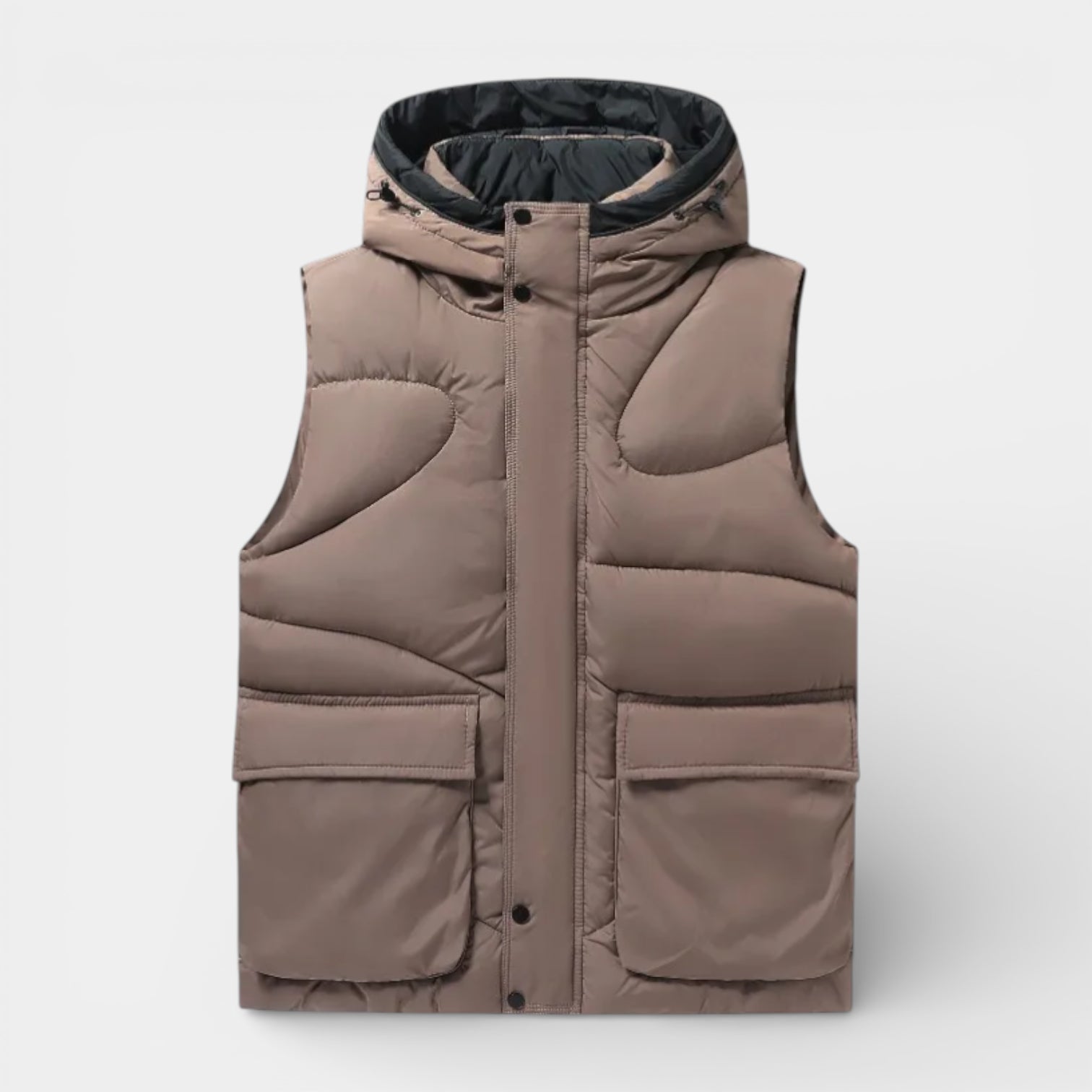 Vintares | Men’s Snap-Front Hooded Quilted Vest - Patch Pockets