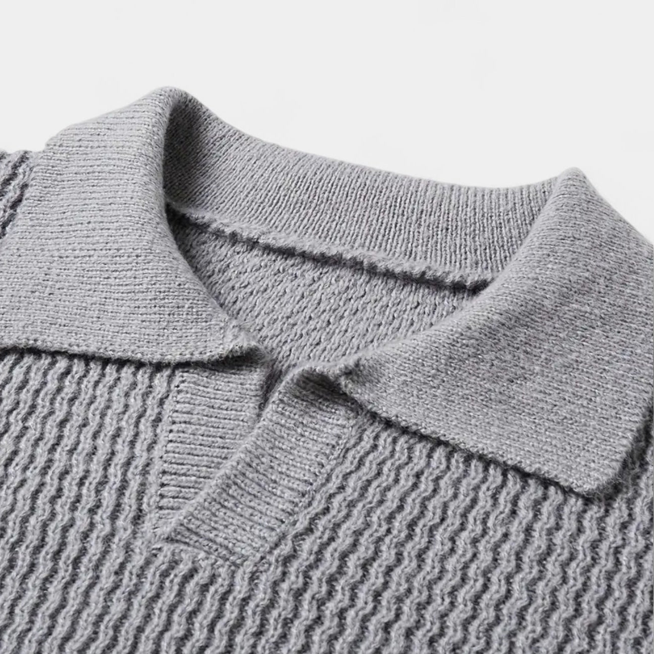 Vintares | Textured Knit Polo Sweater for Men