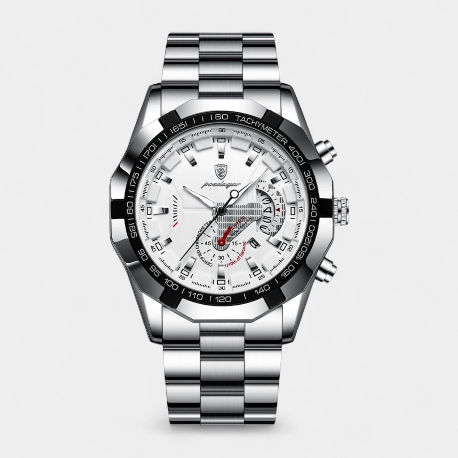 Vintares | Men’s Stainless Steel Quartz Chronograph Watch with Tachymeter
