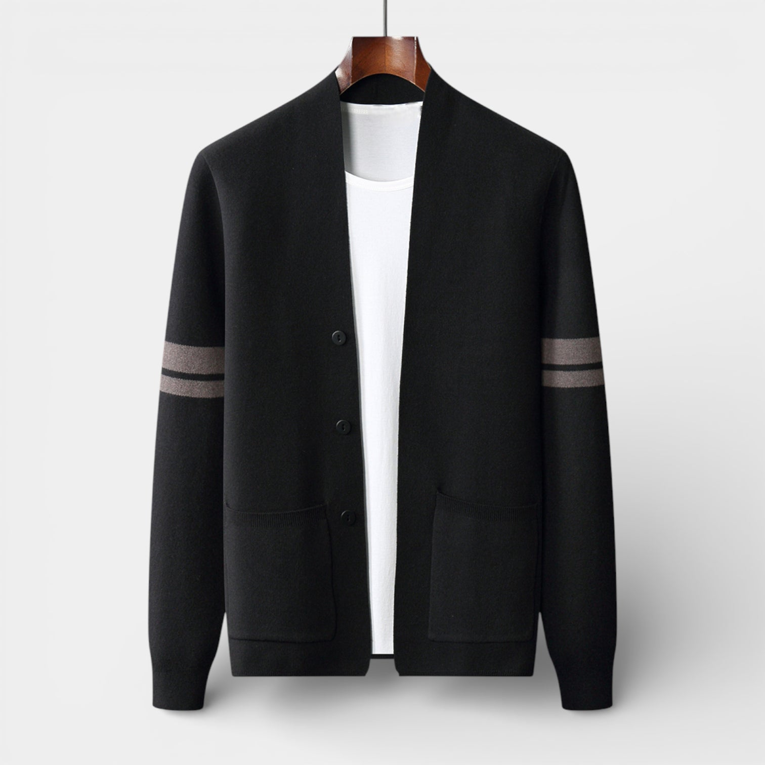 Open-Front Knit Cardigan Long Sleeve Regular Fit for Men