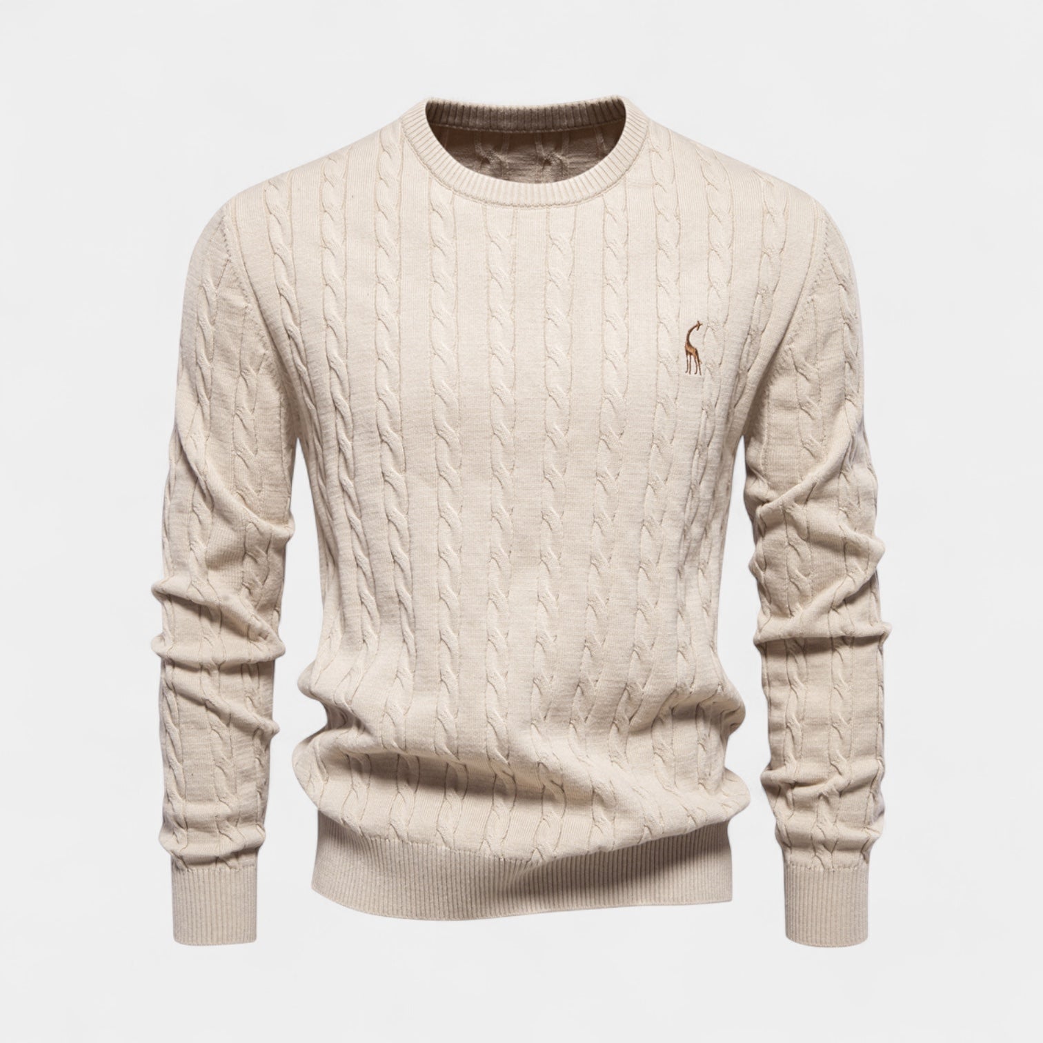 Vintares | Cable Knit Crew Neck Jumper for Men