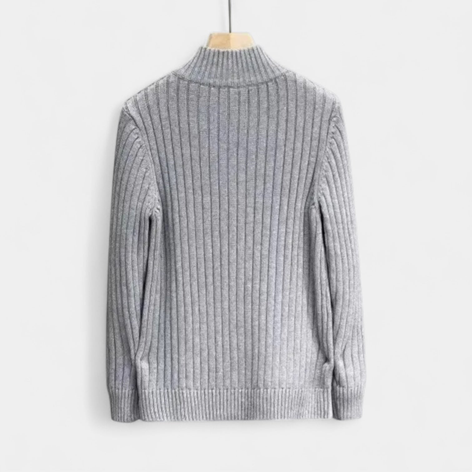 Vintares | Ribbed Wool Cardigan with Zipper for Men