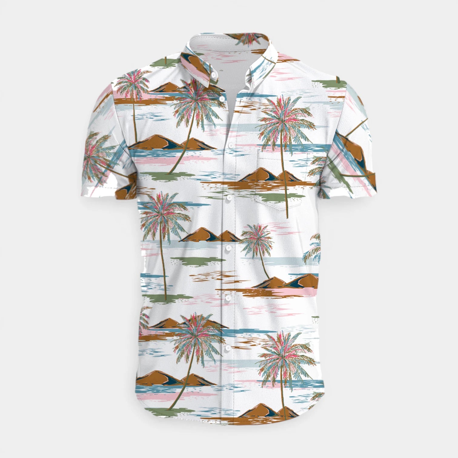 Tropical Floral Print Shirt Short Sleeve Regular Fit for Men
