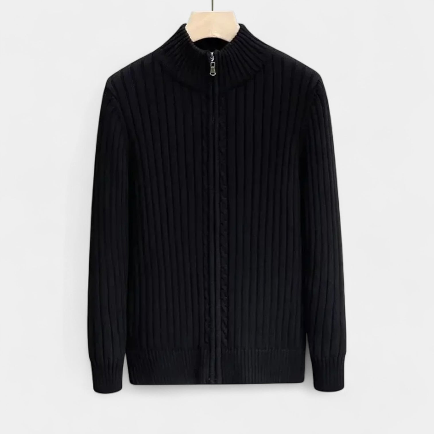 Vintares | Ribbed Wool Cardigan with Zipper for Men