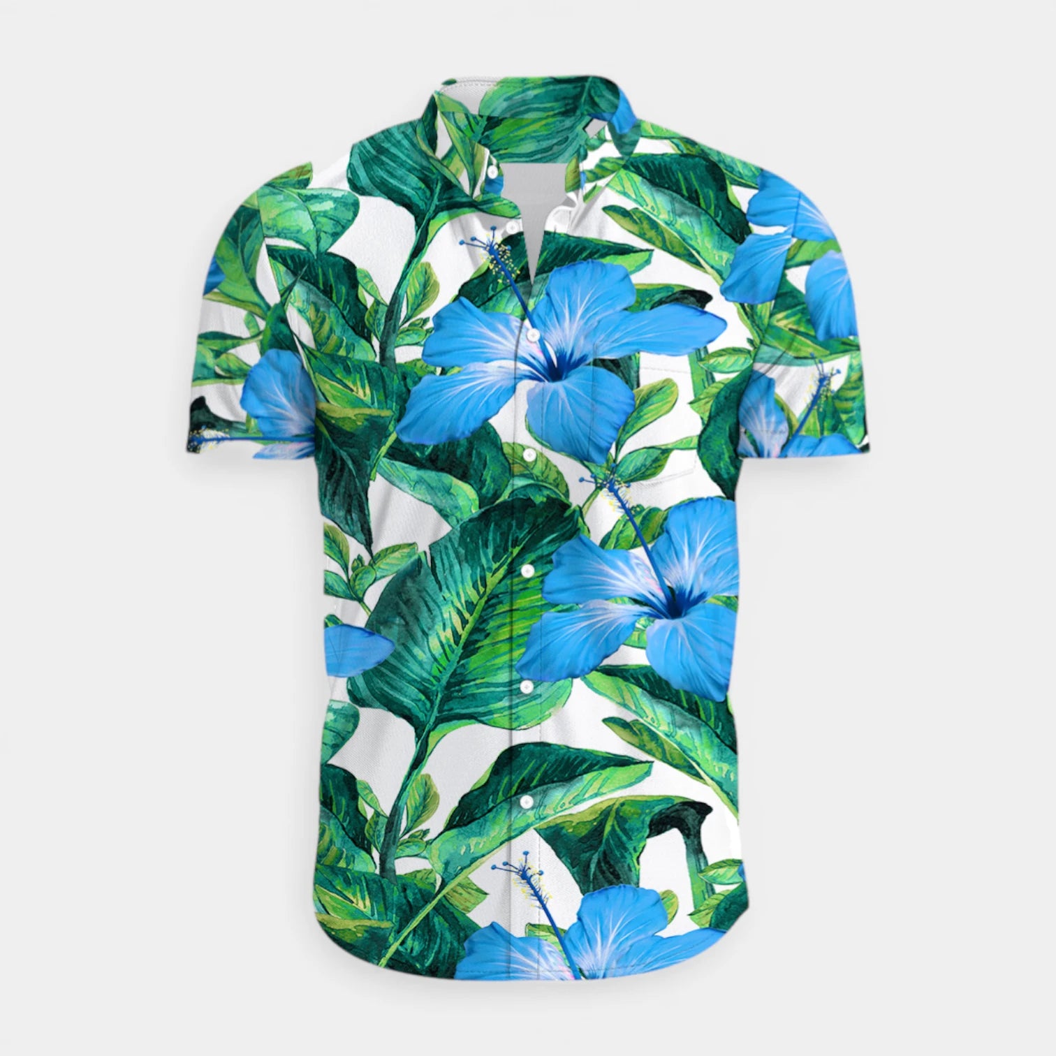 Tropical Floral Print Shirt Short Sleeve Regular Fit for Men