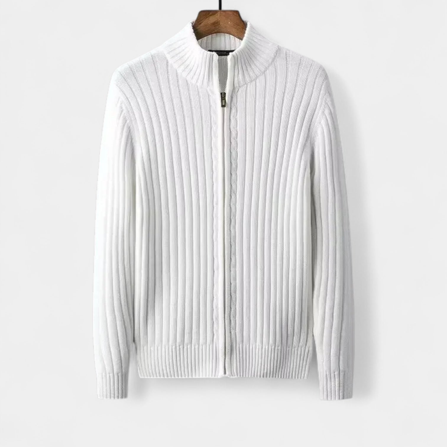 Vintares | Ribbed Wool Cardigan with Zipper for Men