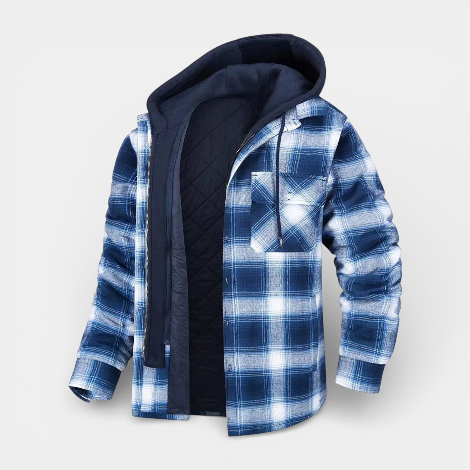 Hooded Quilted Shirt Jacket Regular Fit for Men