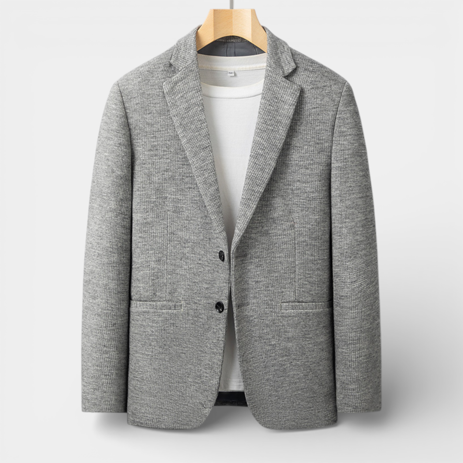 Single-Breasted Structured Blazer Notch Lapel for Men