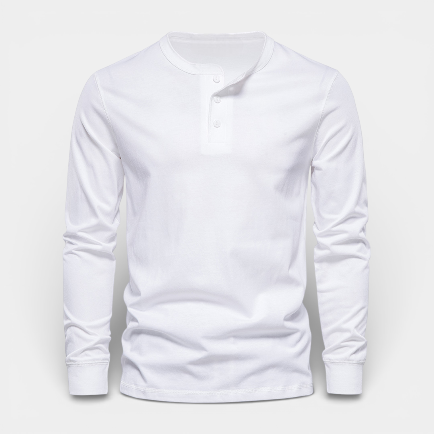 Long Sleeve Henley Shirt Button Placket Regular Fit for Men