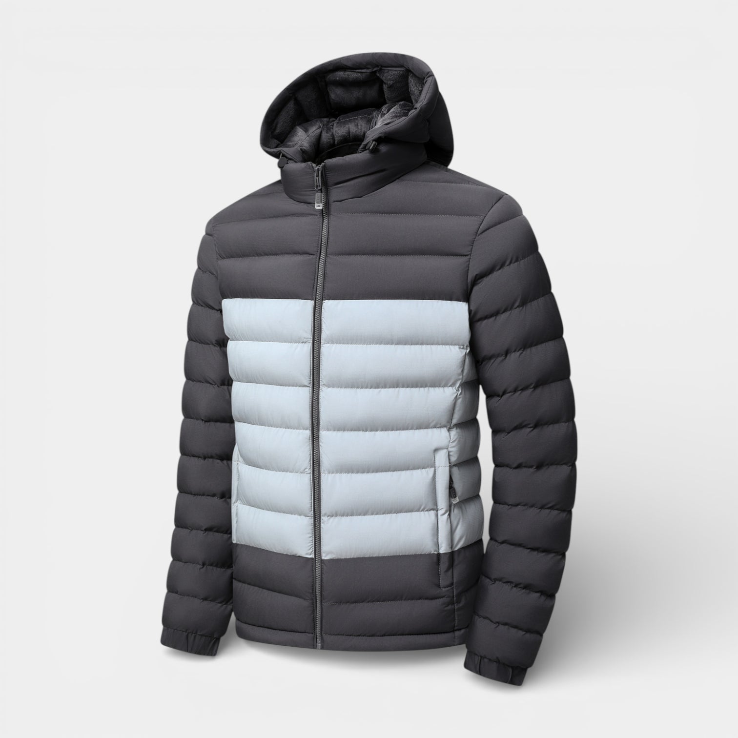Vintares | Men’s Lightweight Zip-Up Hooded Quilted Puffer Jacket