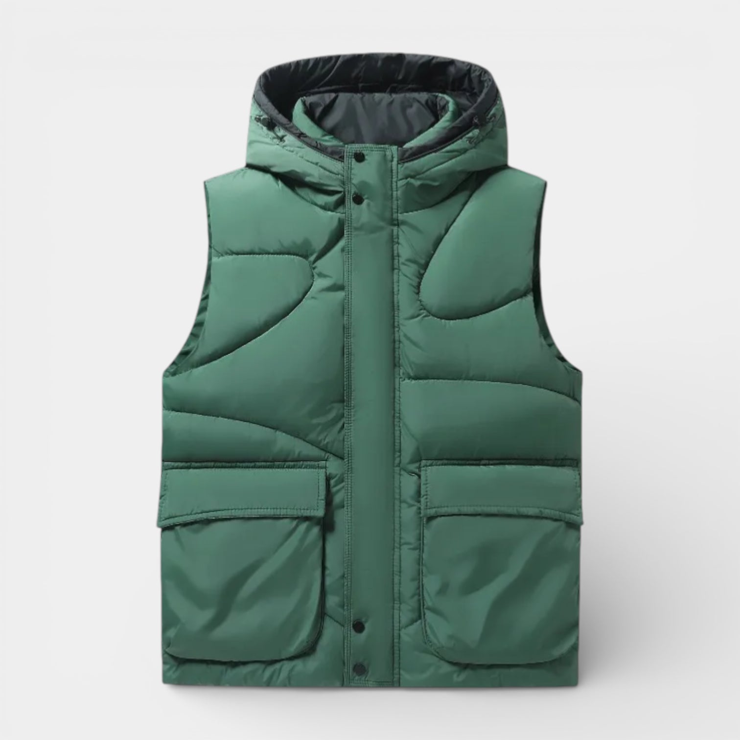 Vintares | Men’s Snap-Front Hooded Quilted Vest - Patch Pockets